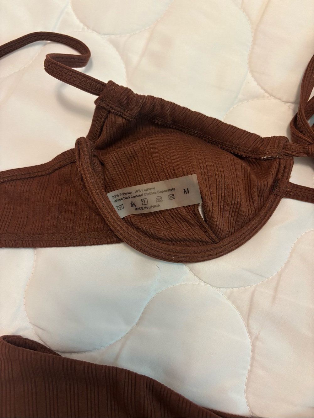 Shein Ribbed Chocolate Brown Bikini Set - Picture 4 of 4